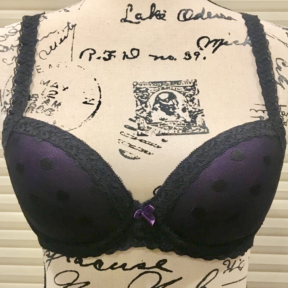 NWOT PINK Polka Dot Lace Wing Demi Bra